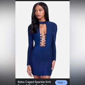 Bebe caged sparkle blue knot dress NEW never worn tags on